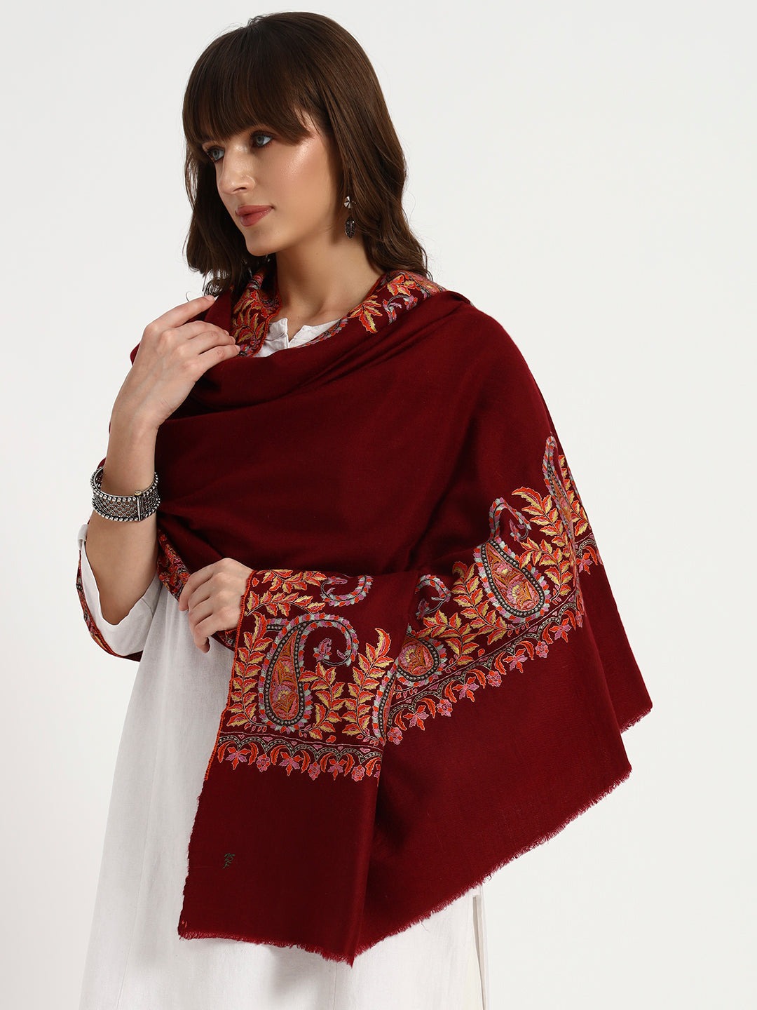 Handcrafted Pashmina Sozni Dordaar Shawl