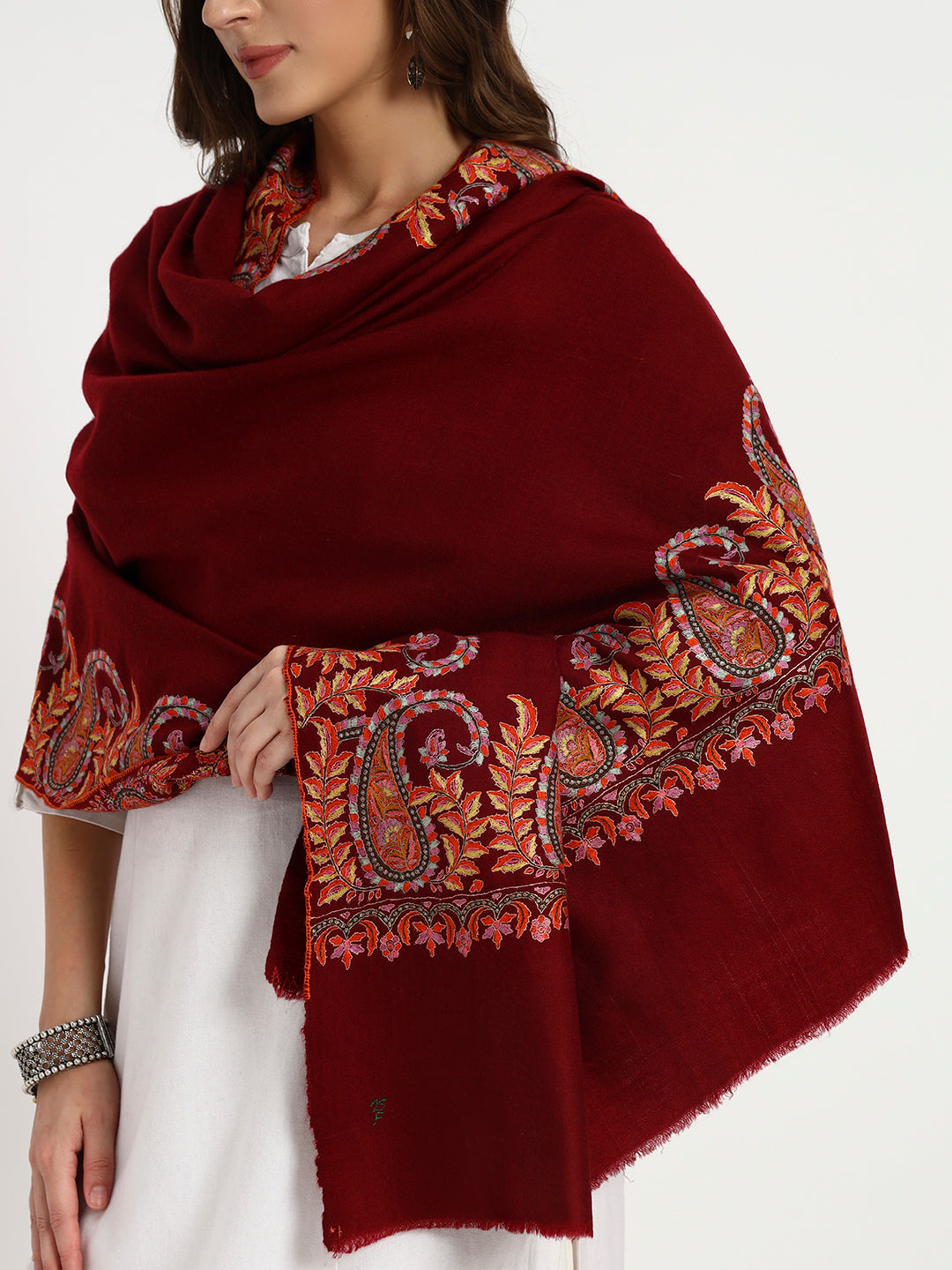Handcrafted Pashmina Sozni Dordaar Shawl