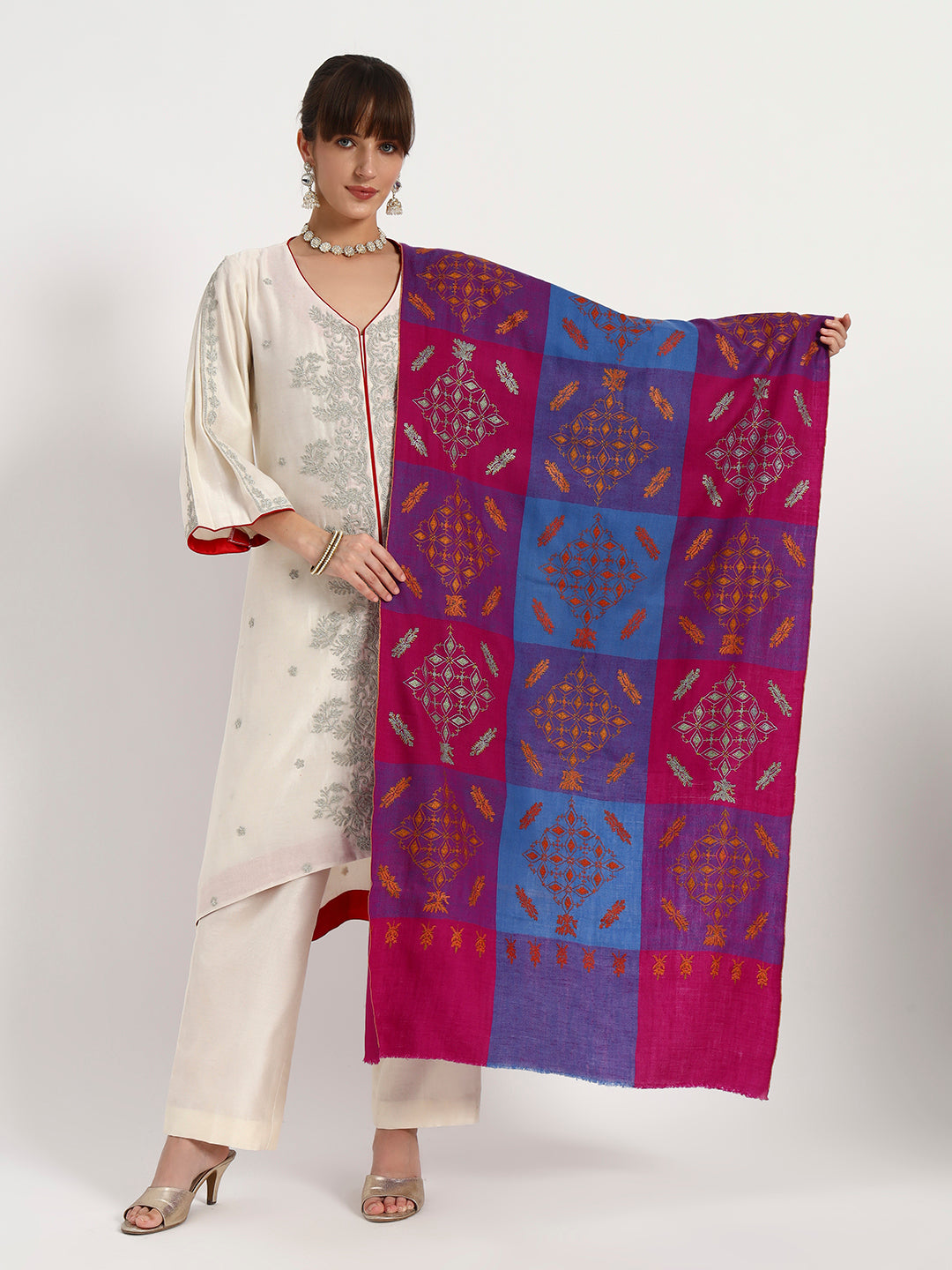 Women's Handcrafted Pashmina Sozni Stole