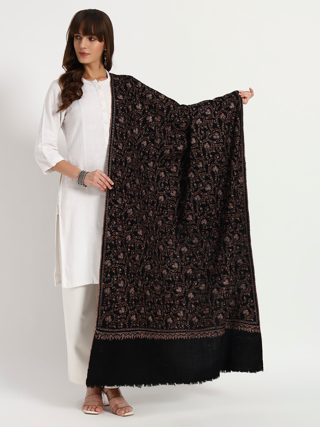 Handcrafted Pashmina Sozni Jaal Shawl for Women
