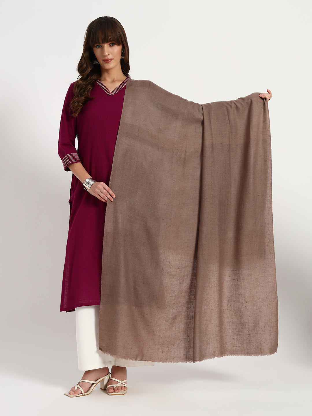 Handcrafted Pashmina Plain Shawl – 100% Pure Pashmina | Minimalist Luxury from Kashmir