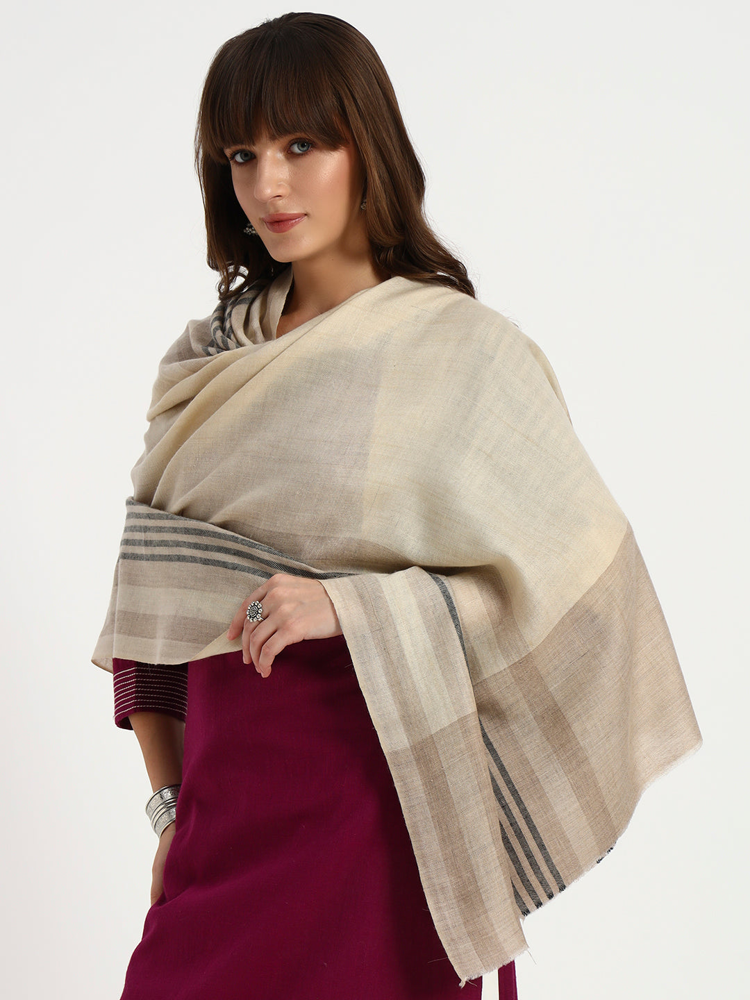 Handcrafted Pashmina Check Shawl