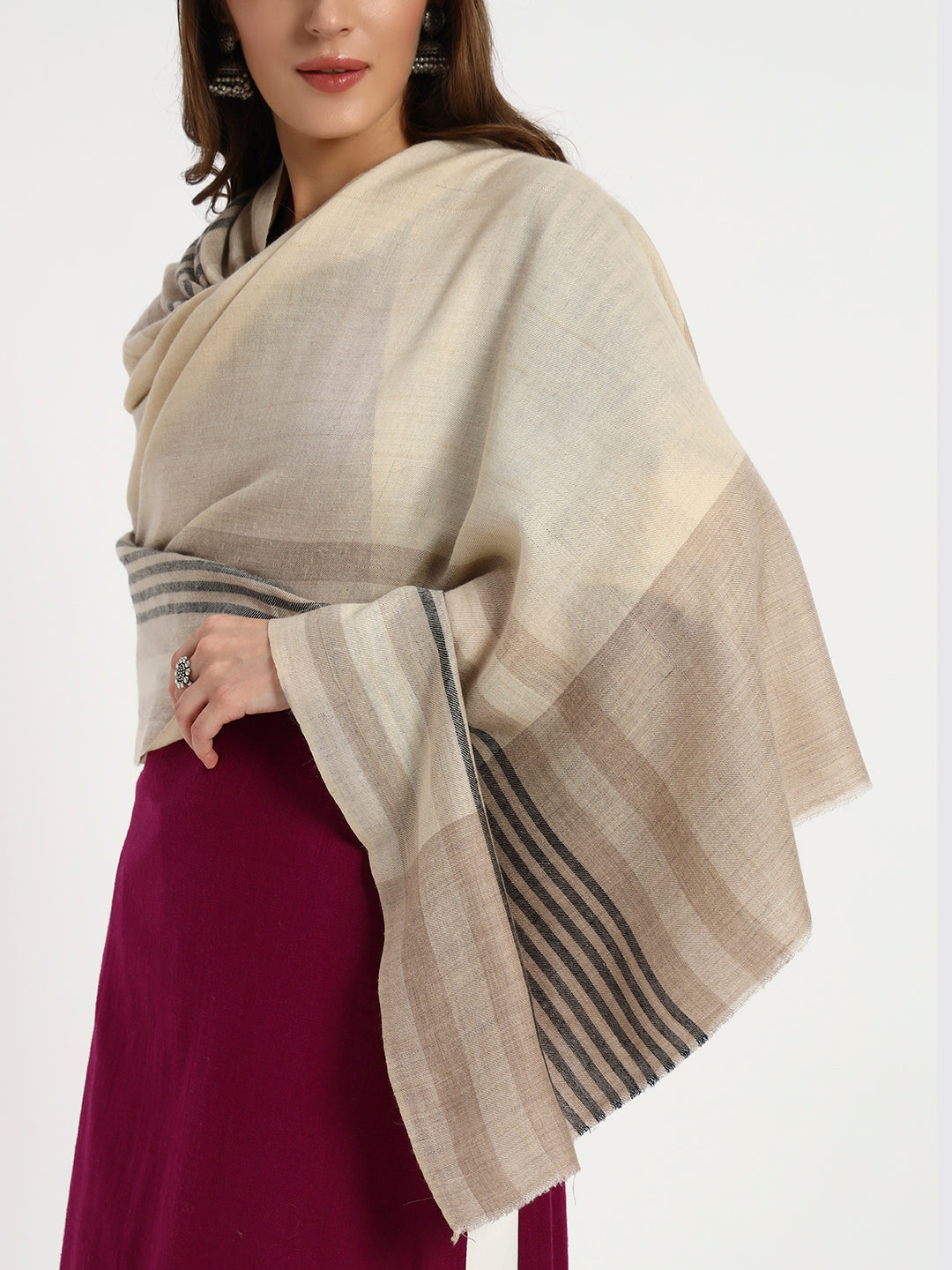 Handcrafted Pashmina Check Shawl