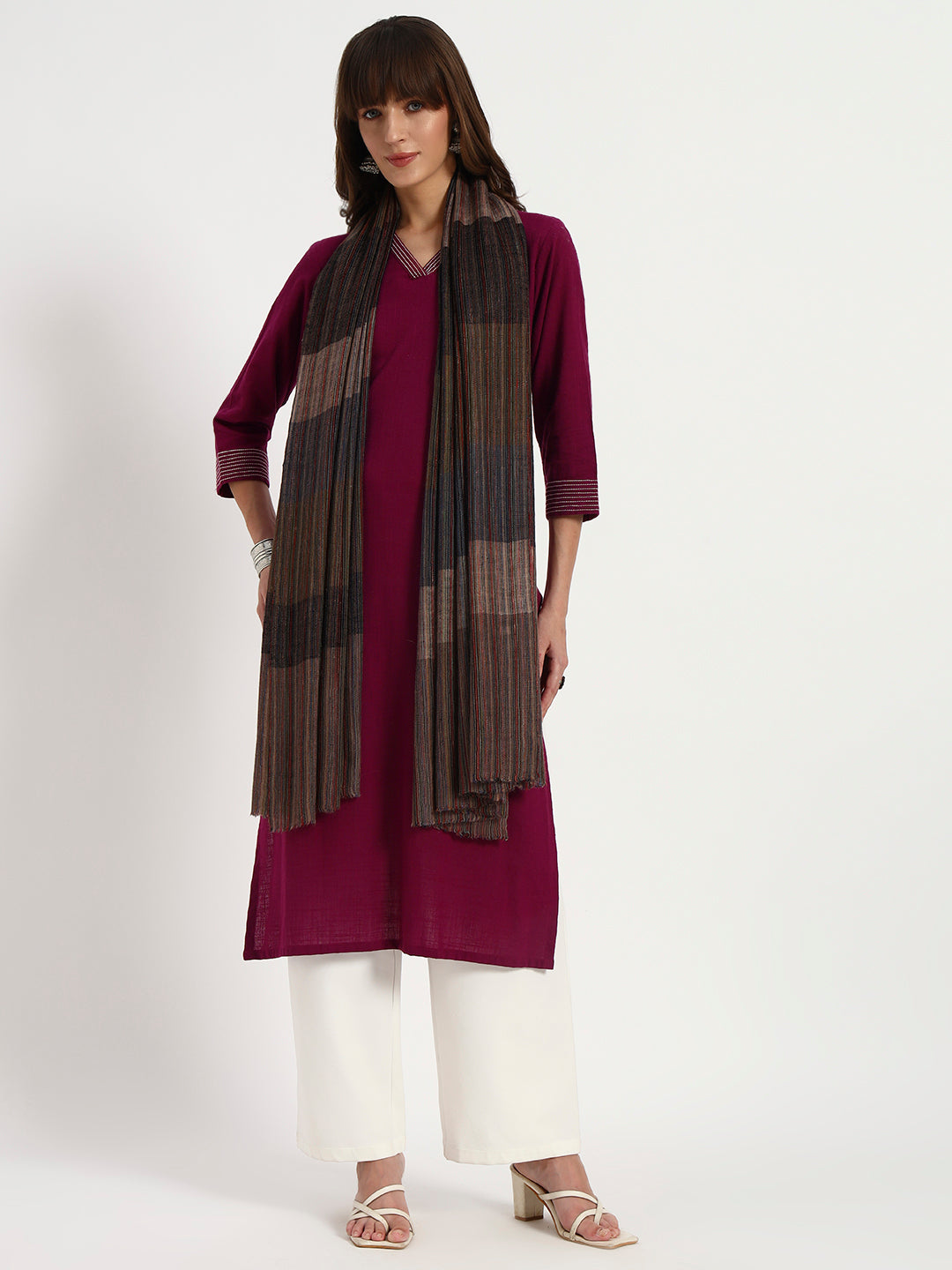 Women's Handcrafted Pashmina Check Shawl