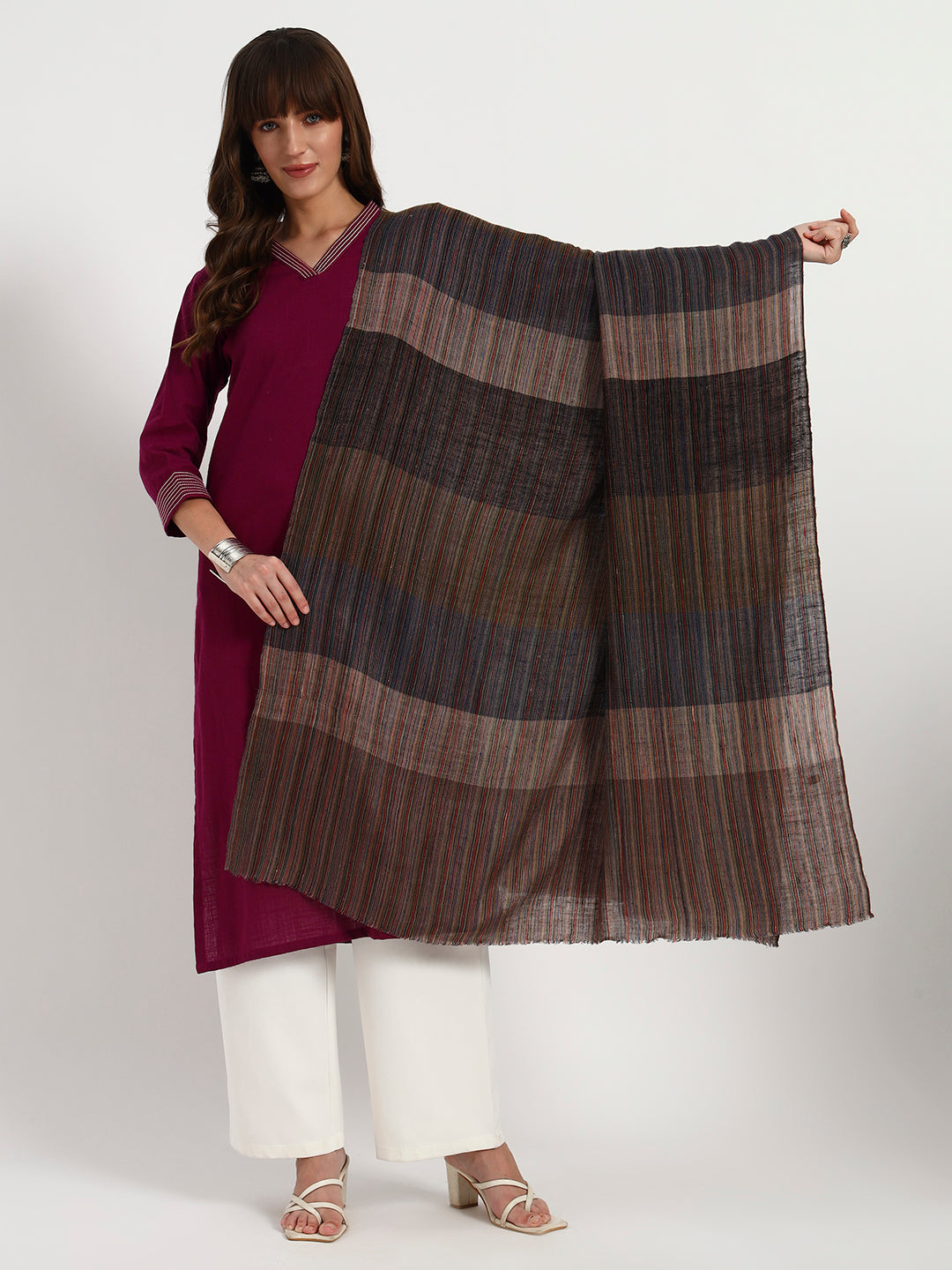Women's Handcrafted Pashmina Check Shawl