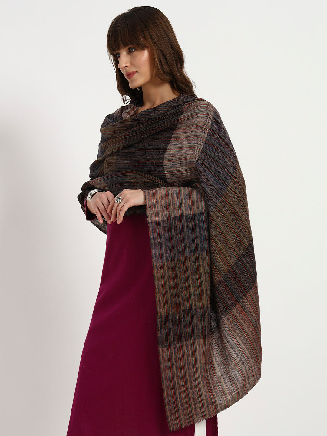 Women's Handcrafted Pashmina Check Shawl