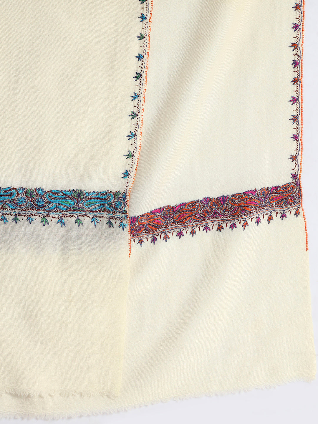 Women's Premium Fine Wool Aksi Sozni Reversible Hand Embroidered Stole