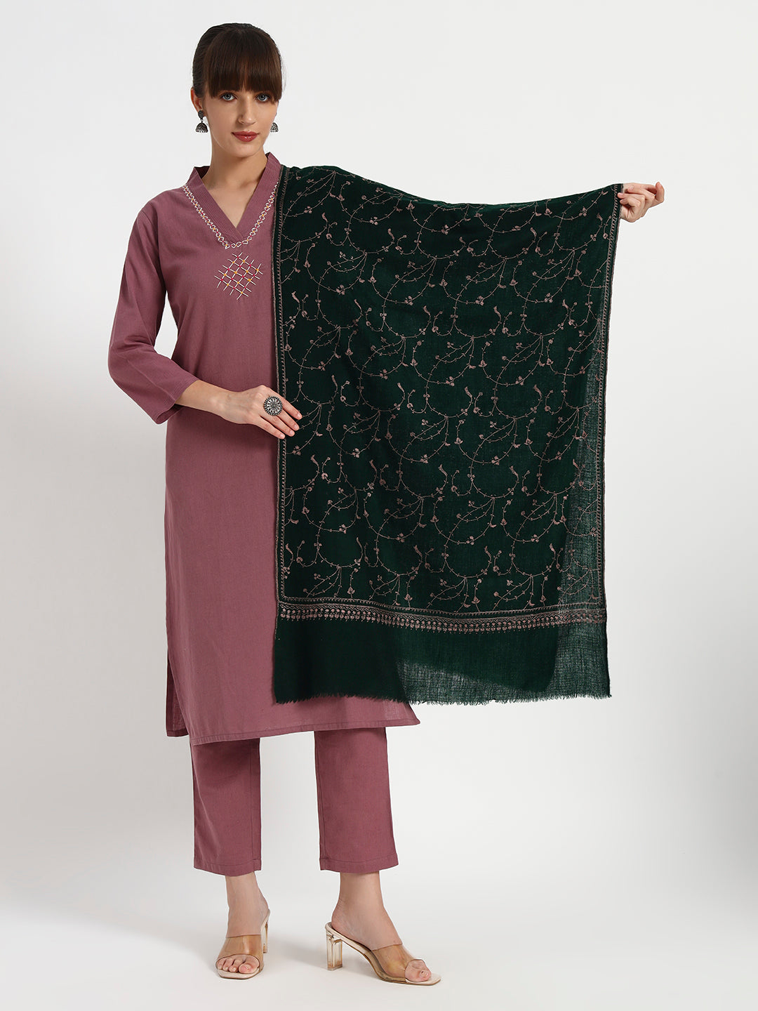 Women's Handcrafted Pashmina Sozni Jaal Stole