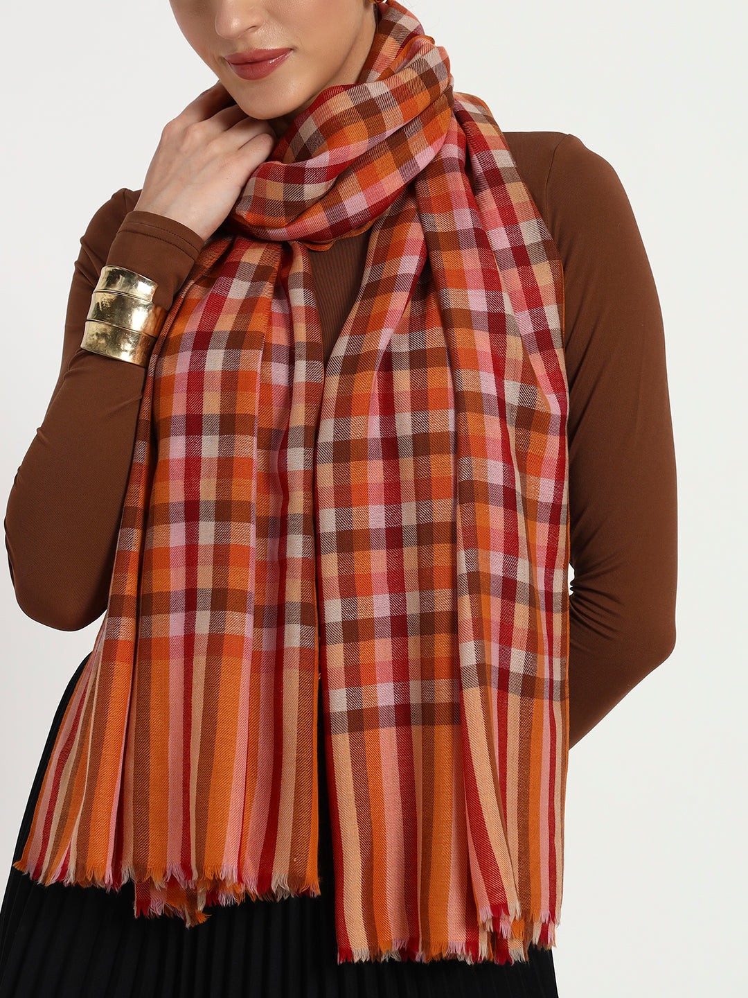 Fine Wool Check Stole – 100% Soft Wool | Classic Checks, Effortless Style