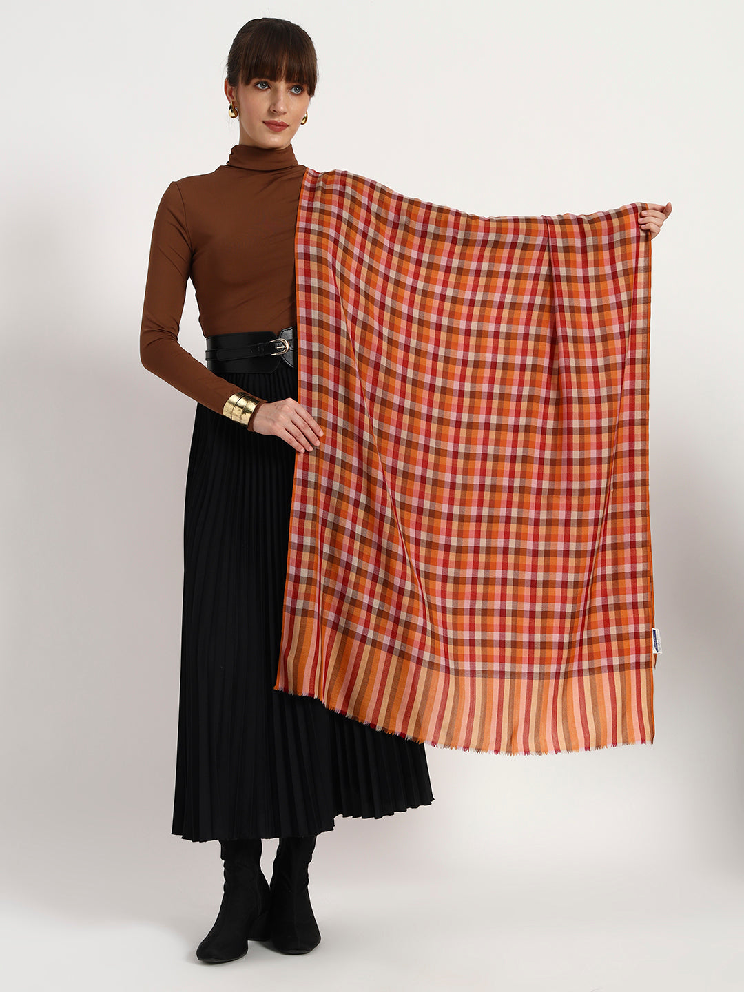 Fine Wool Check Stole – 100% Soft Wool | Classic Checks, Effortless Style