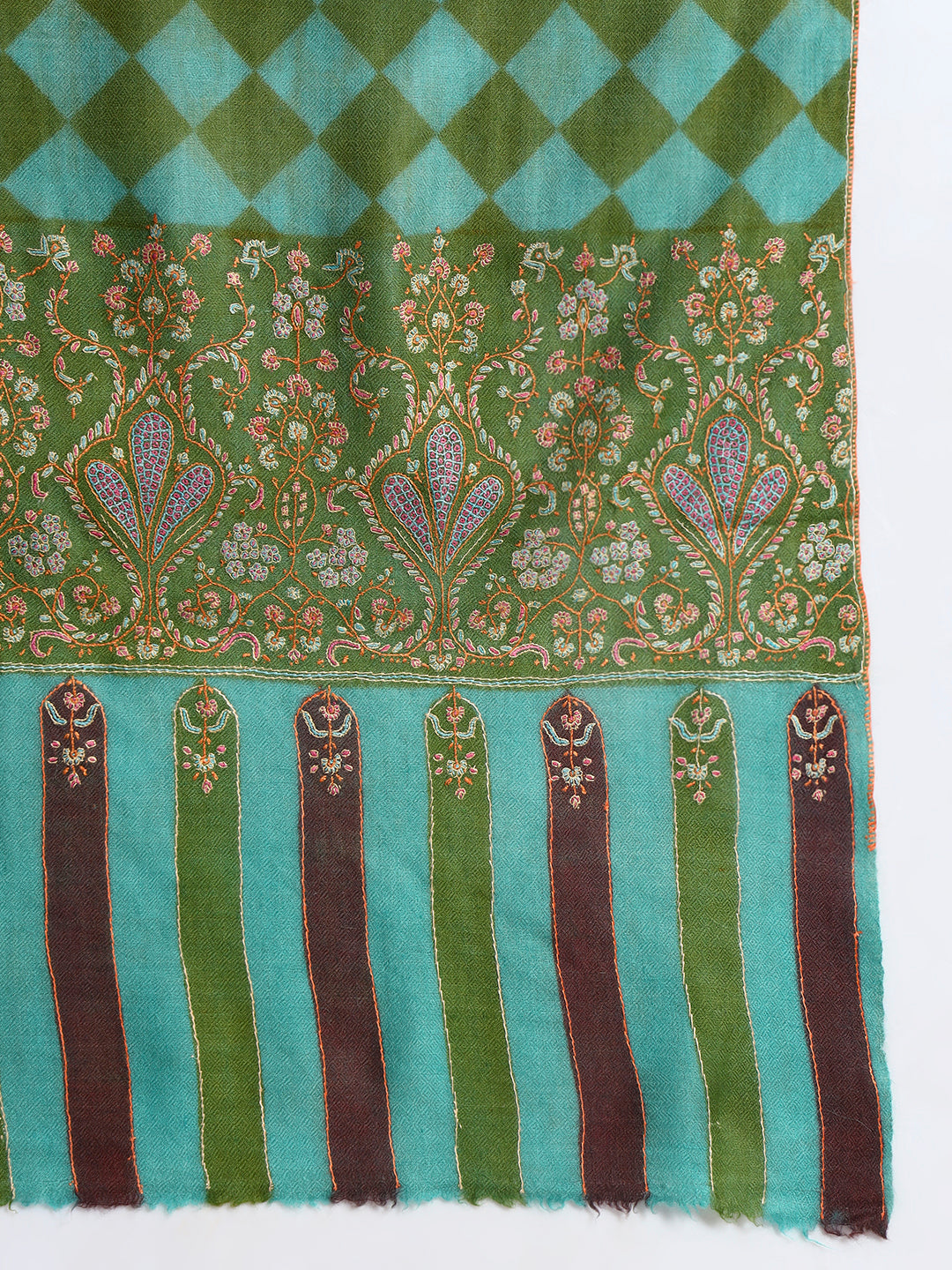 Handcrafted Pashmina Sozni Palladaar Stole with Diamond Print for Women