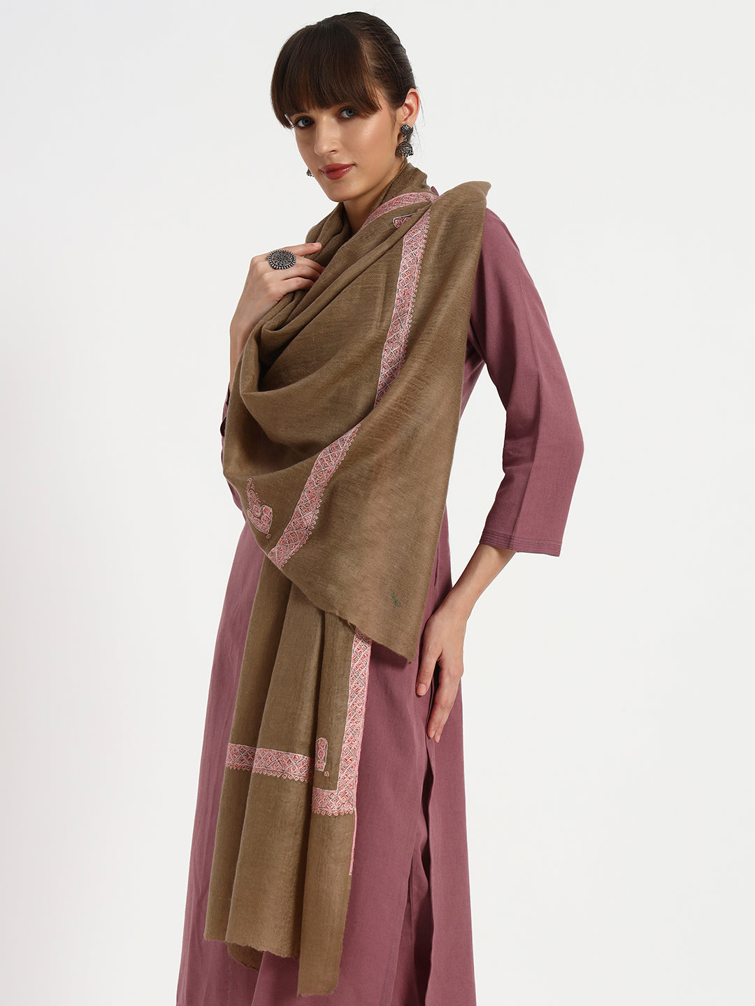 Women's Handcrafted Pashmina Sozni Hashidaar Stole