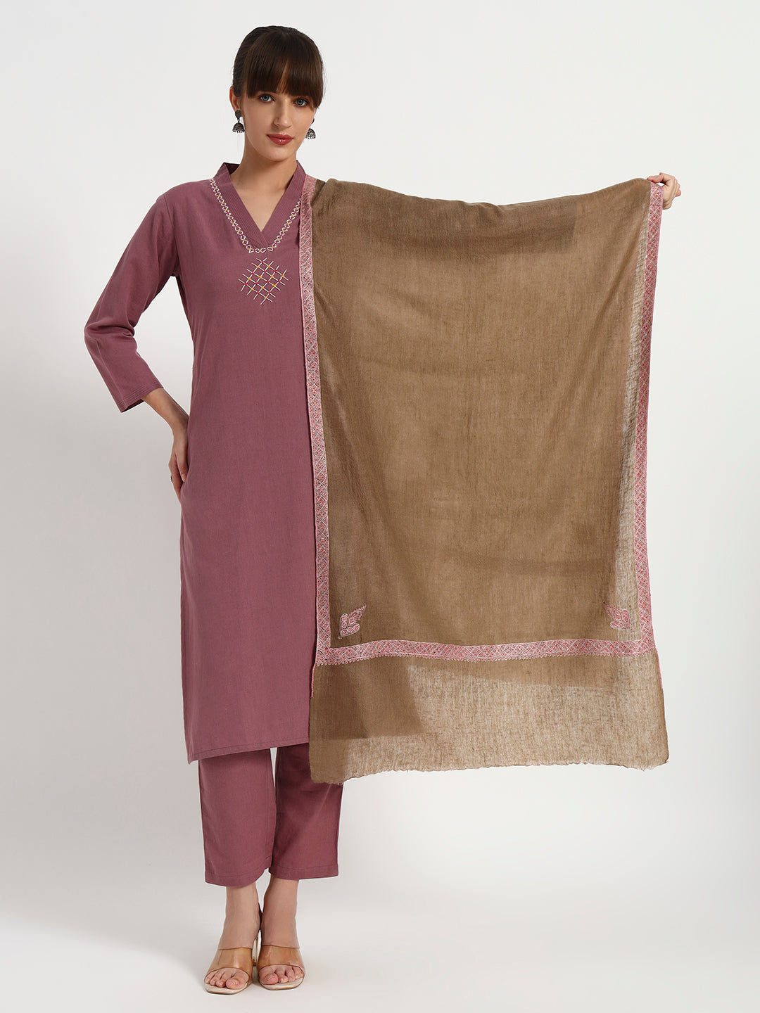 Women's Handcrafted Pashmina Sozni Hashidaar Stole