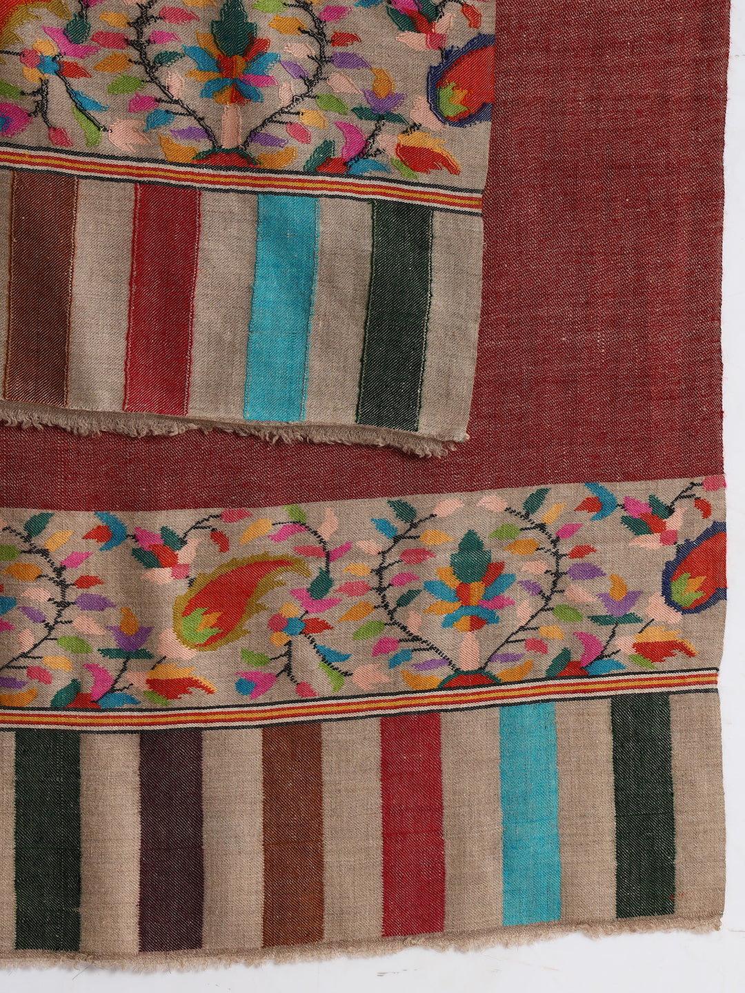 Women's Reversible Kani Palla Handcrafted Pashmina Stole