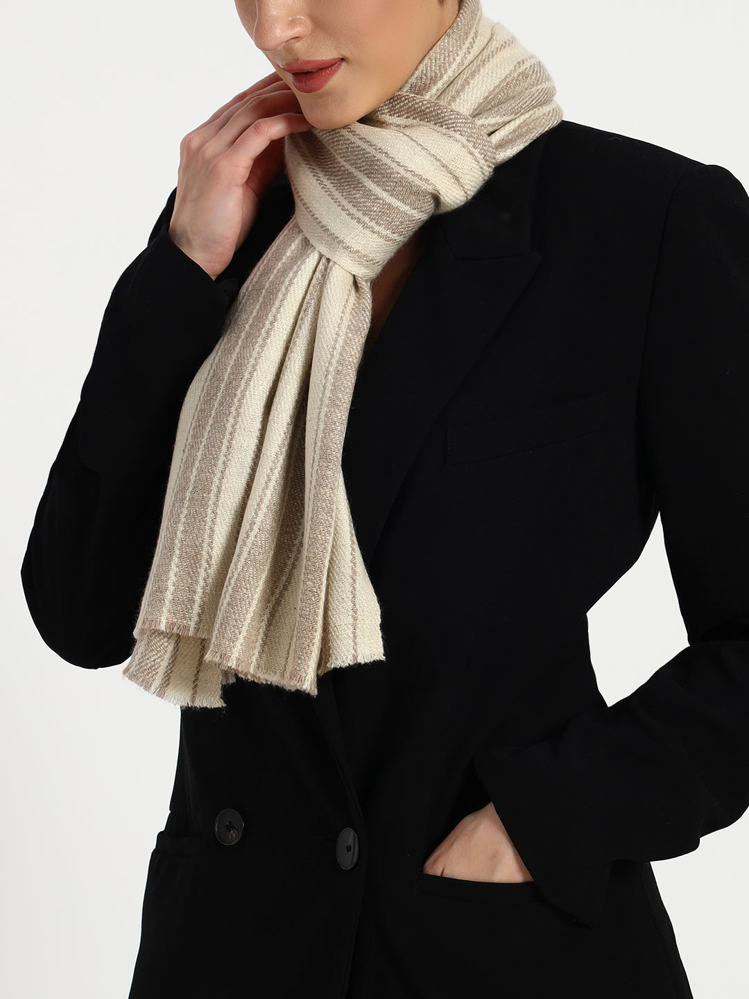 Handcrafted 4-Ply Striped Pashmina Scarf
