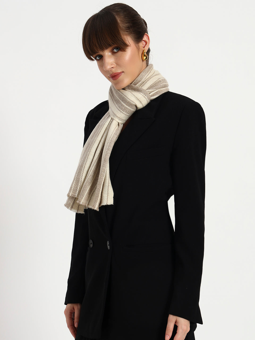 Handcrafted 4-Ply Striped Pashmina Scarf