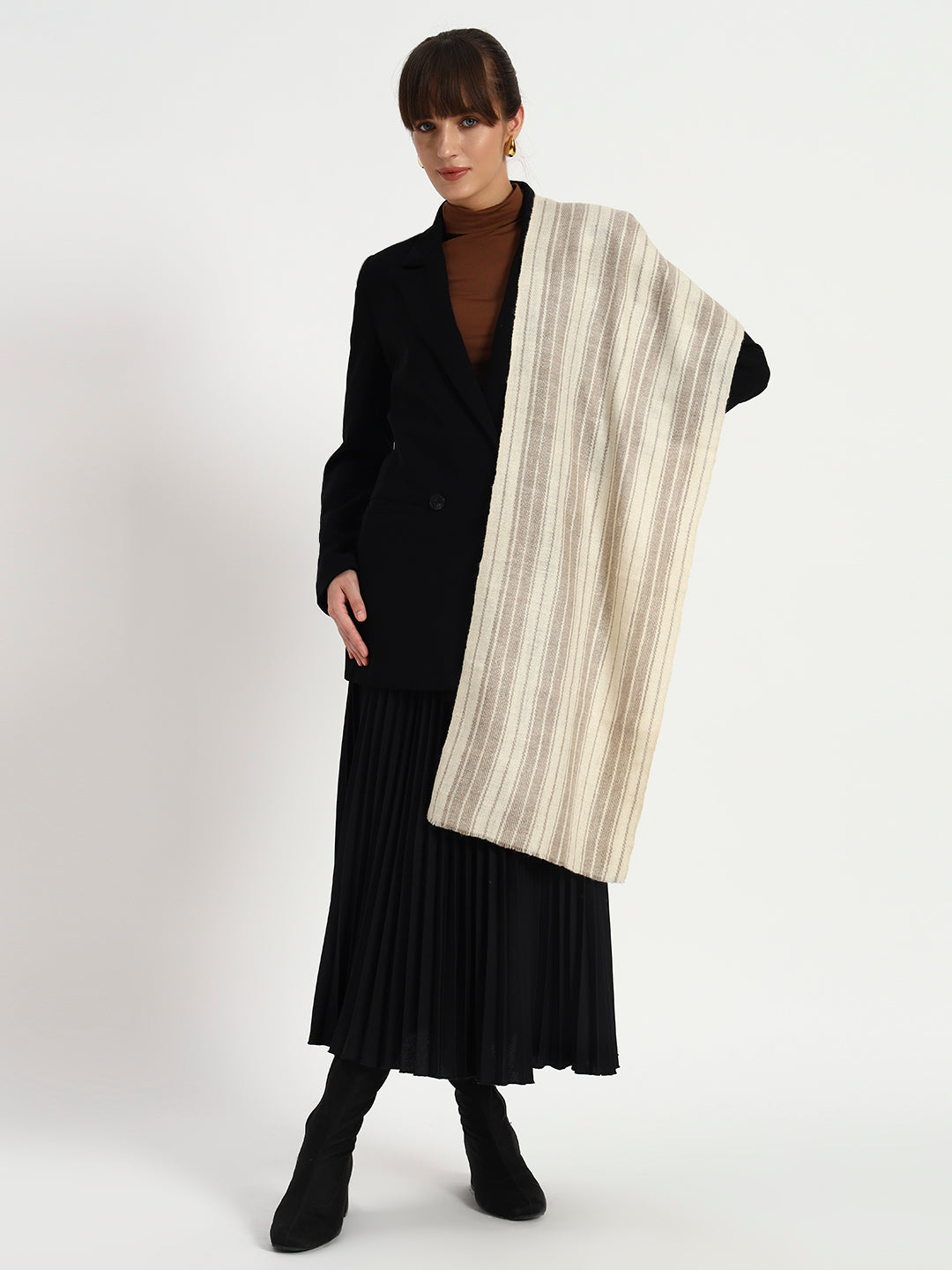Handcrafted 4-Ply Striped Pashmina Scarf