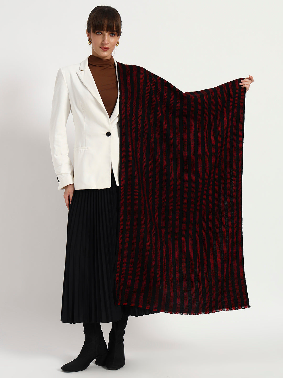 Handcrafted 4-Ply Striped Pashmina Stole