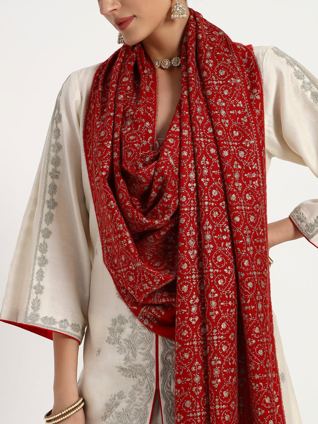 Handcrafted Pashmina Sozni Jaal Stole