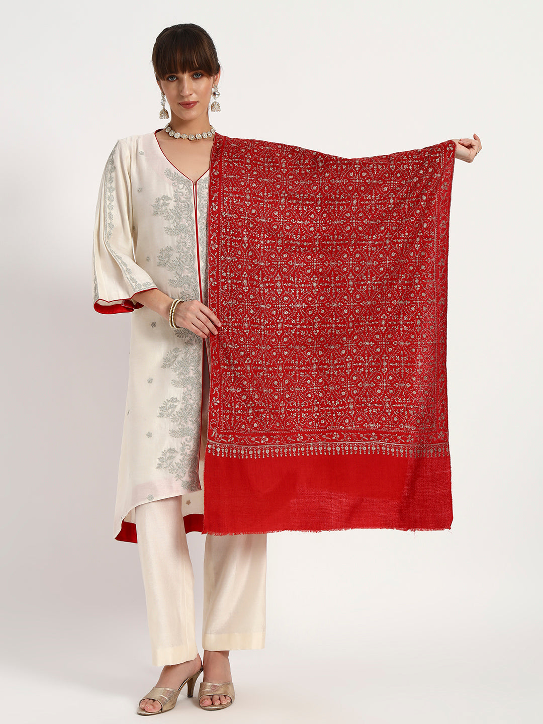 Handcrafted Pashmina Sozni Jaal Stole