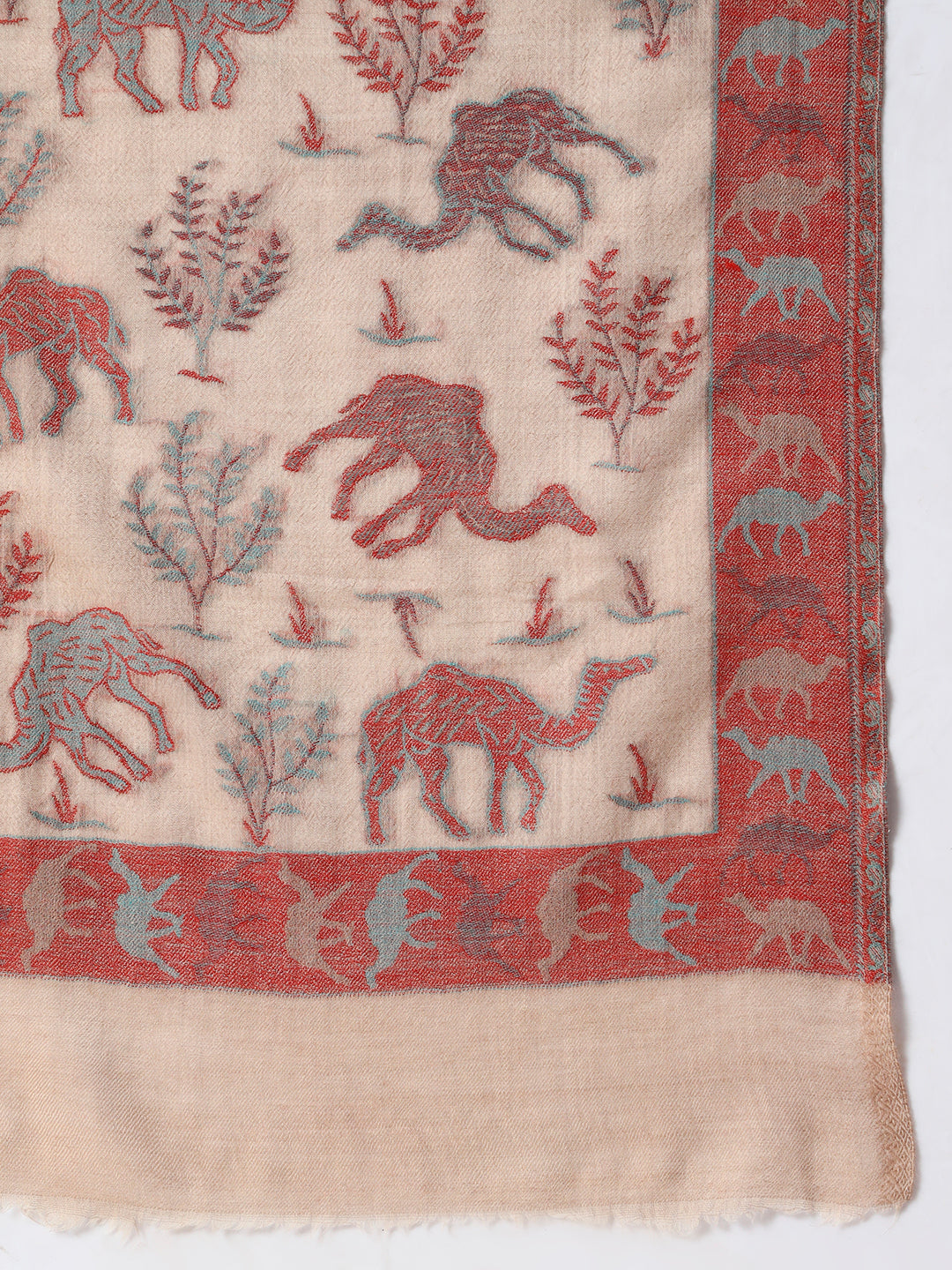 Exquisite Fine Wool Kani Stole with Camel Motifs for Women