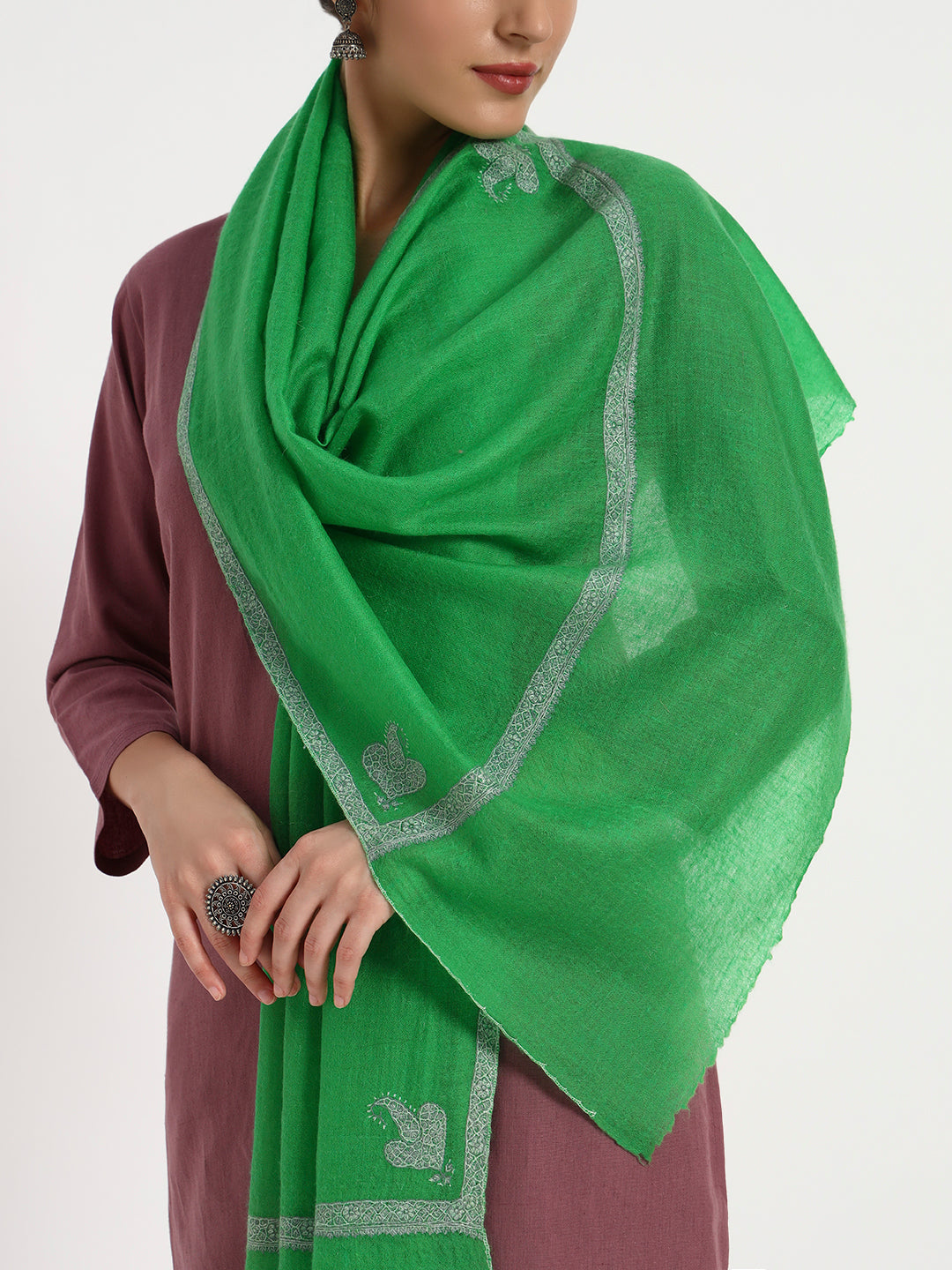 Women's Handcrafted Pashmina Sozni Hashidaar Stole