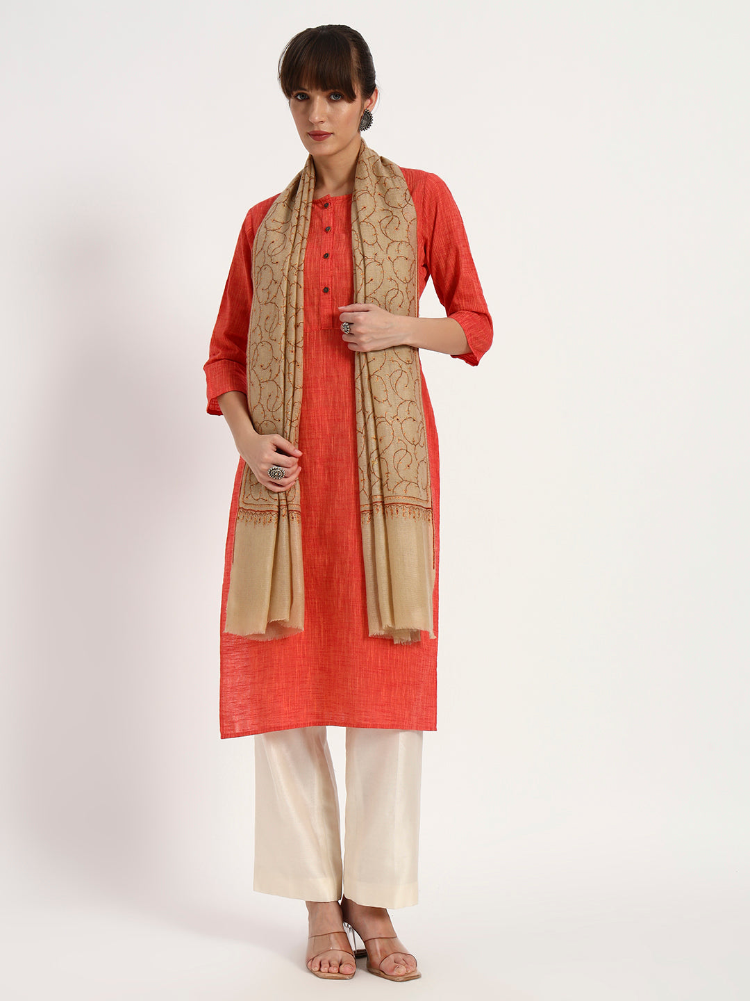 Handcrafted Pashmina Sozni Jaal Stole for Women
