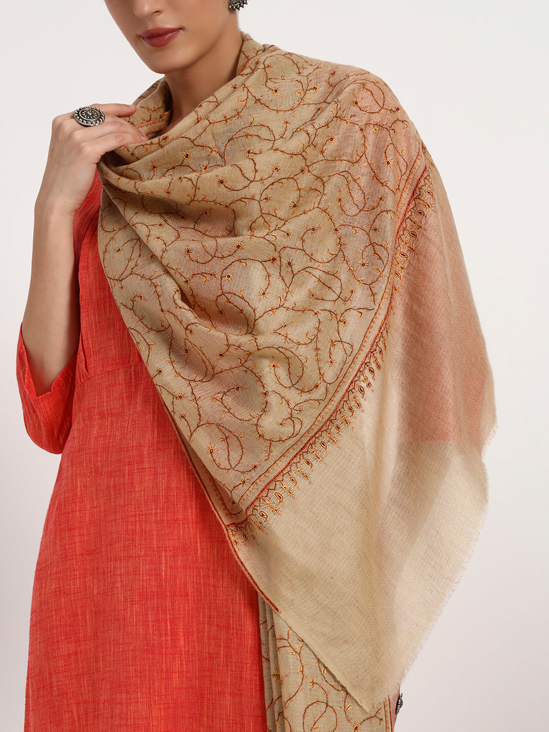Handcrafted Pashmina Sozni Jaal Stole for Women