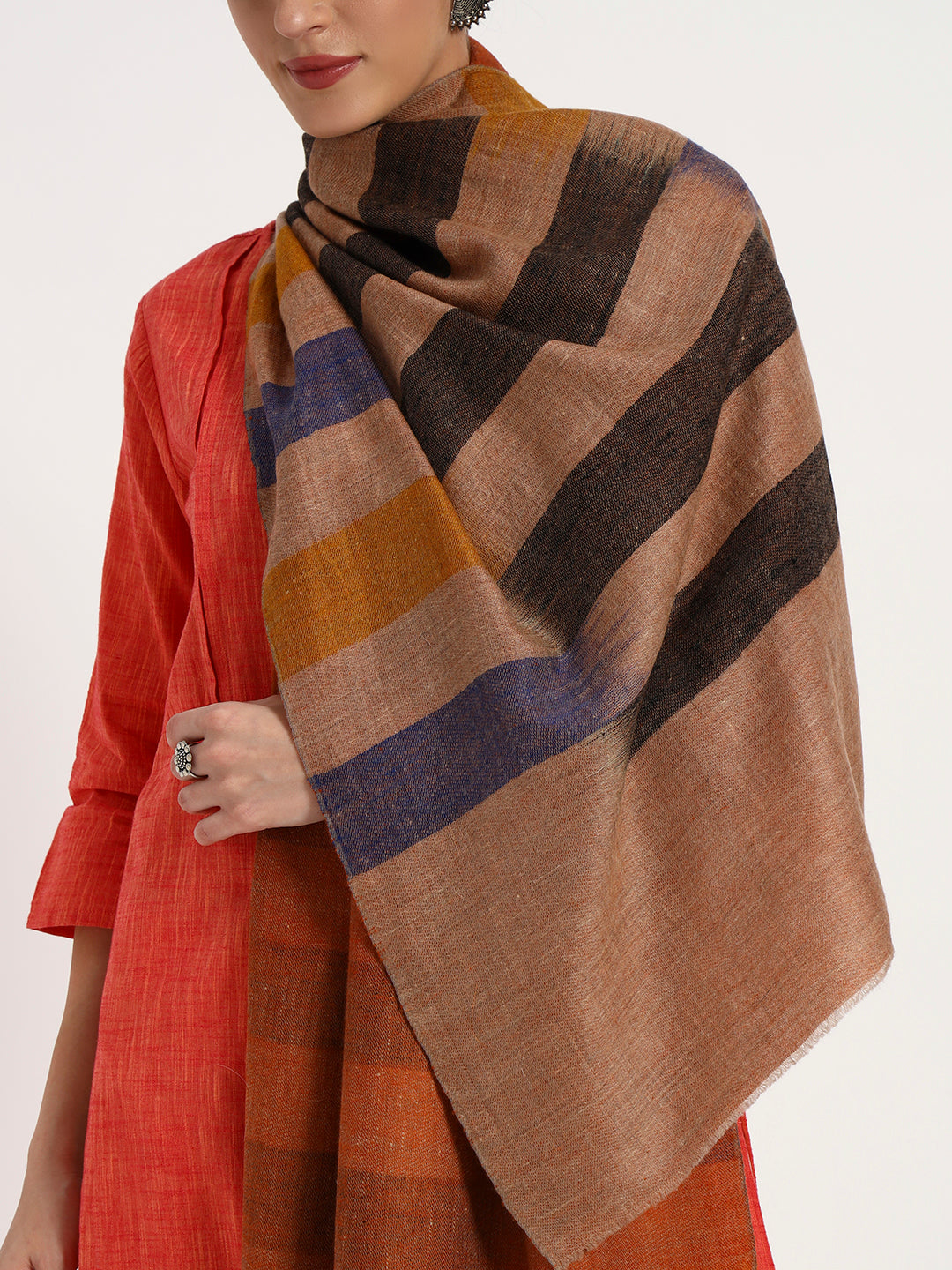 Handcrafted Pashmina Reversible Stripe Stole