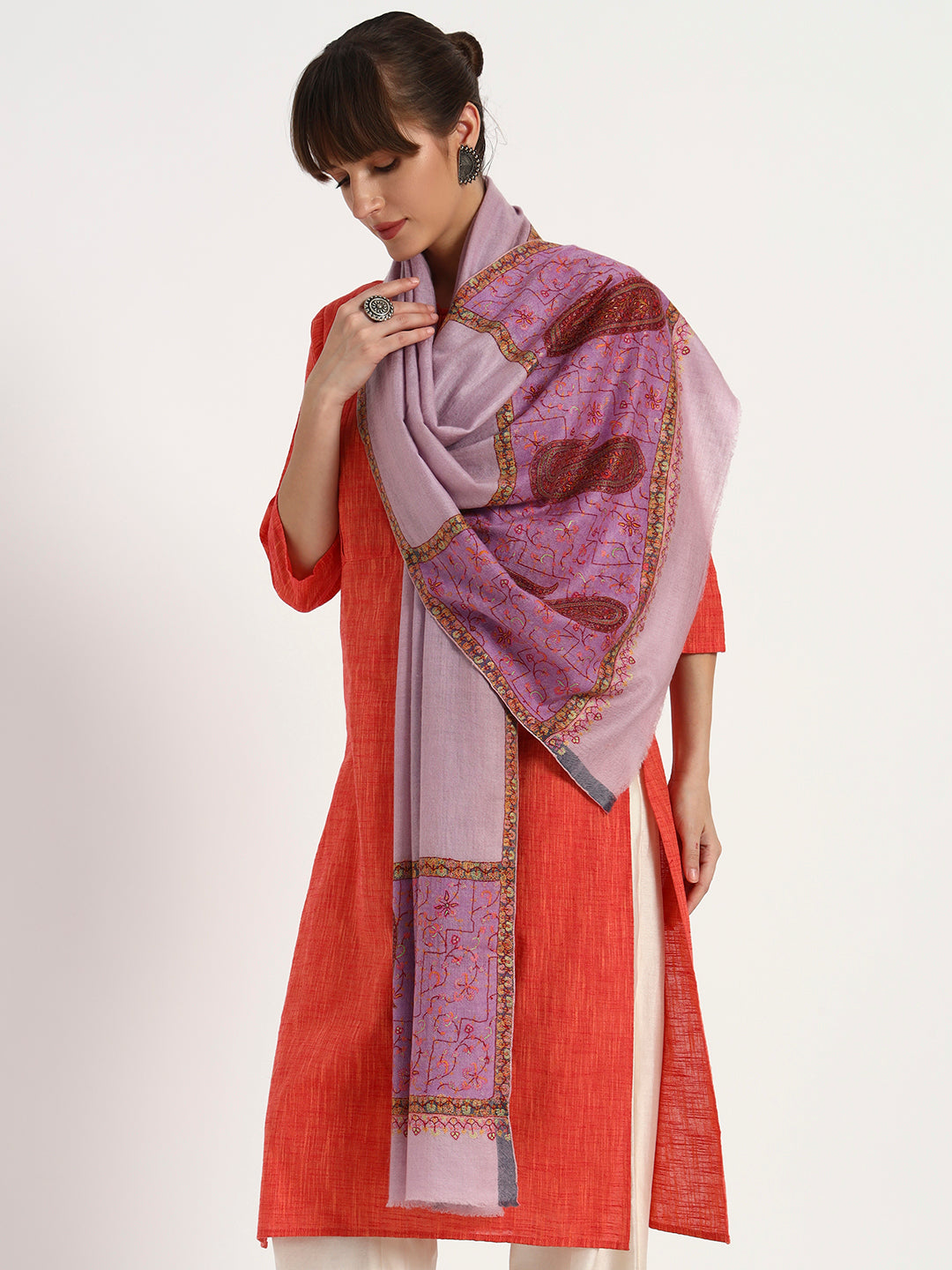 Handcrafted Pashmina Sozni Palladaar Stole for Women