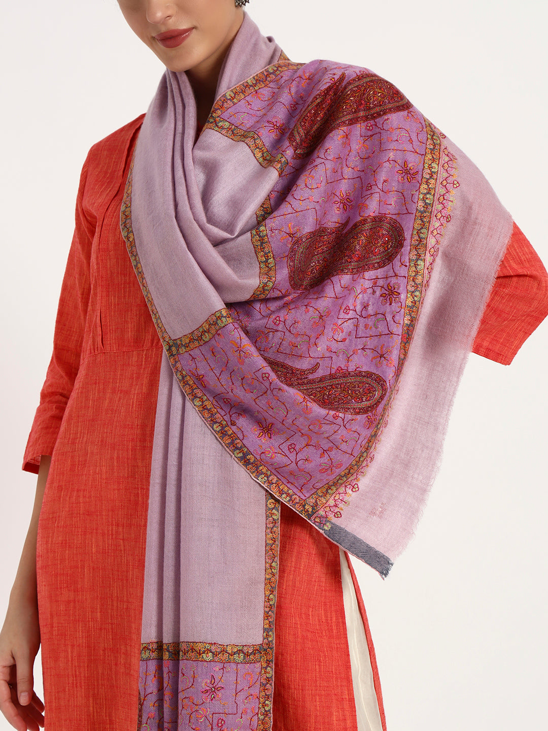 Handcrafted Pashmina Sozni Palladaar Stole for Women