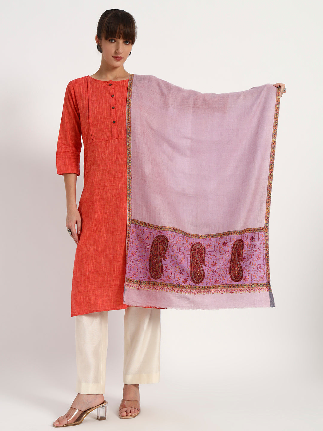 Handcrafted Pashmina Sozni Palladaar Stole for Women