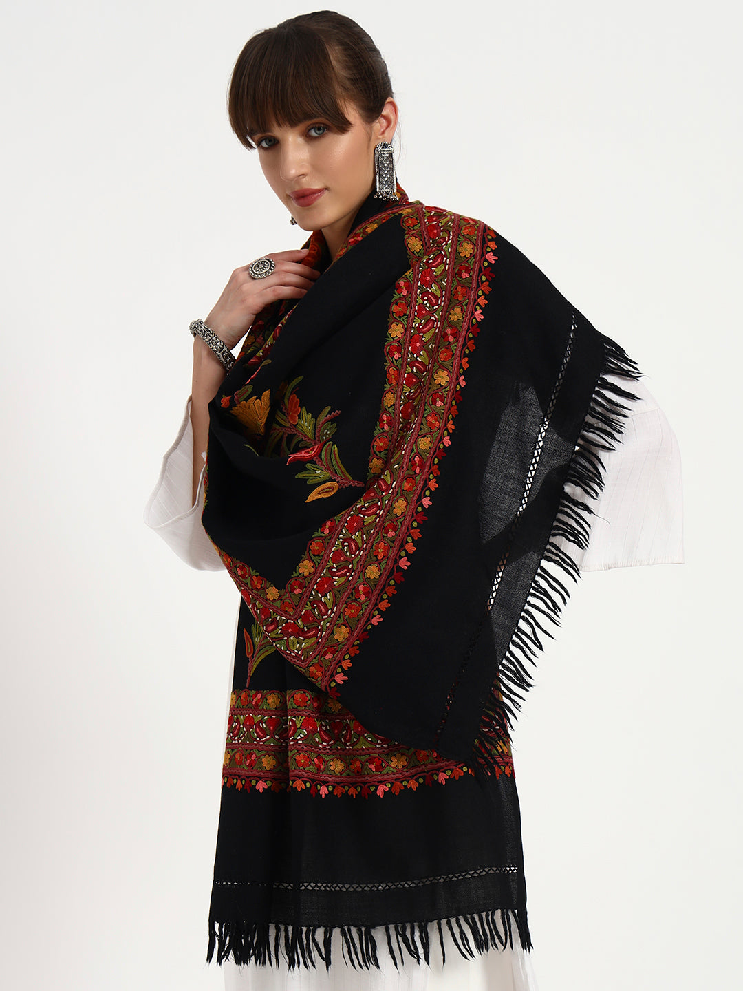 Women's Wool Ari Hand-Embroidered Stole