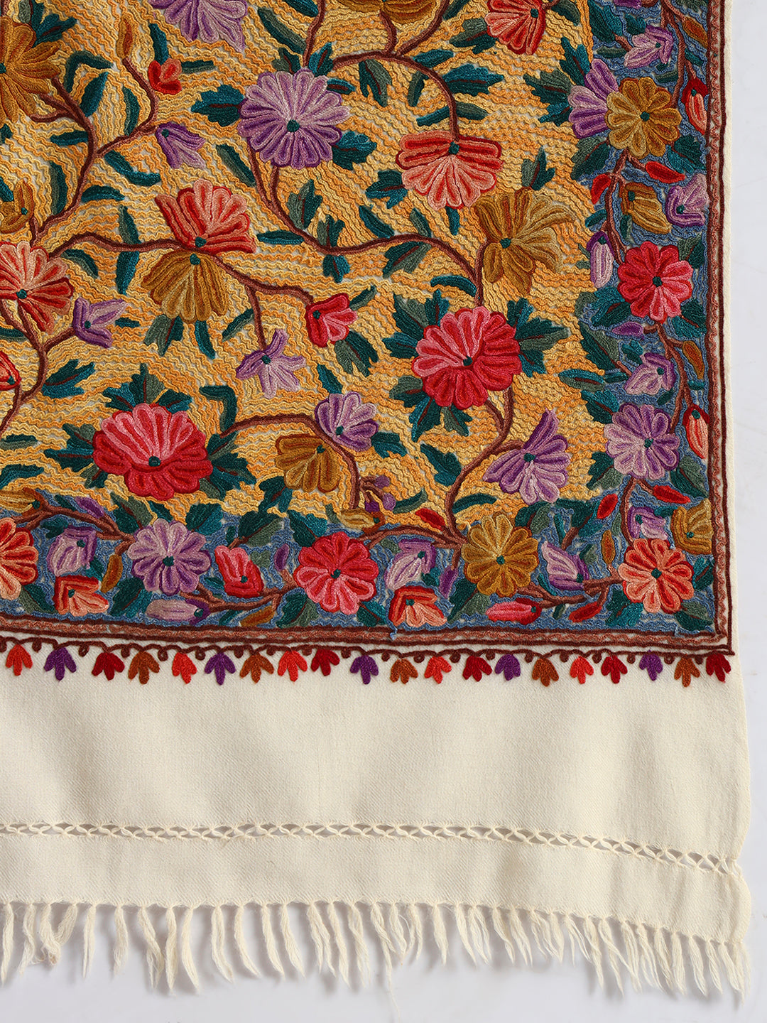 Women's Wool Ari Hand-Embroidered Jamawar Stole