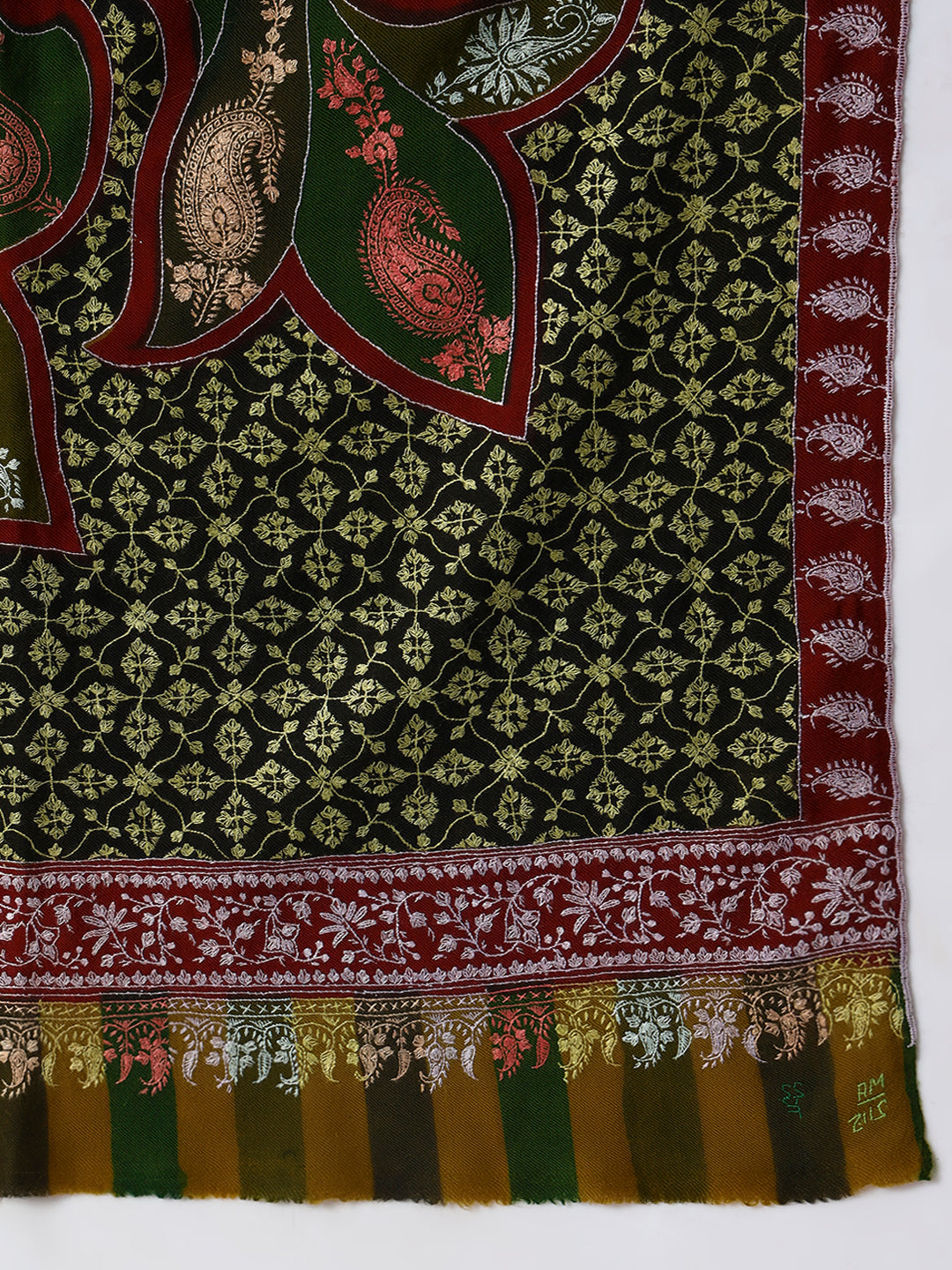 Women's Handcrafted Pashmina Sozni Kalamkari Shawl