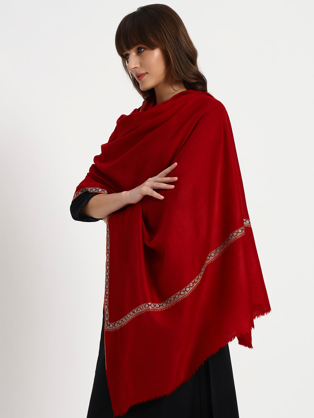 Women's handcrafted Pashmina Sozni Hashidaar Shawl