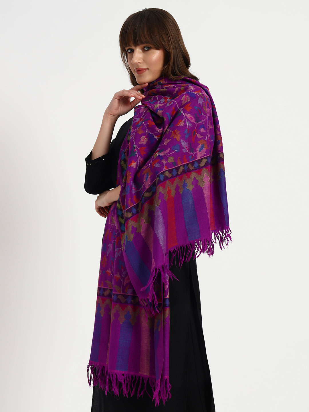 Women's Handcrafted Pashmina Kani Jamawar Shawl