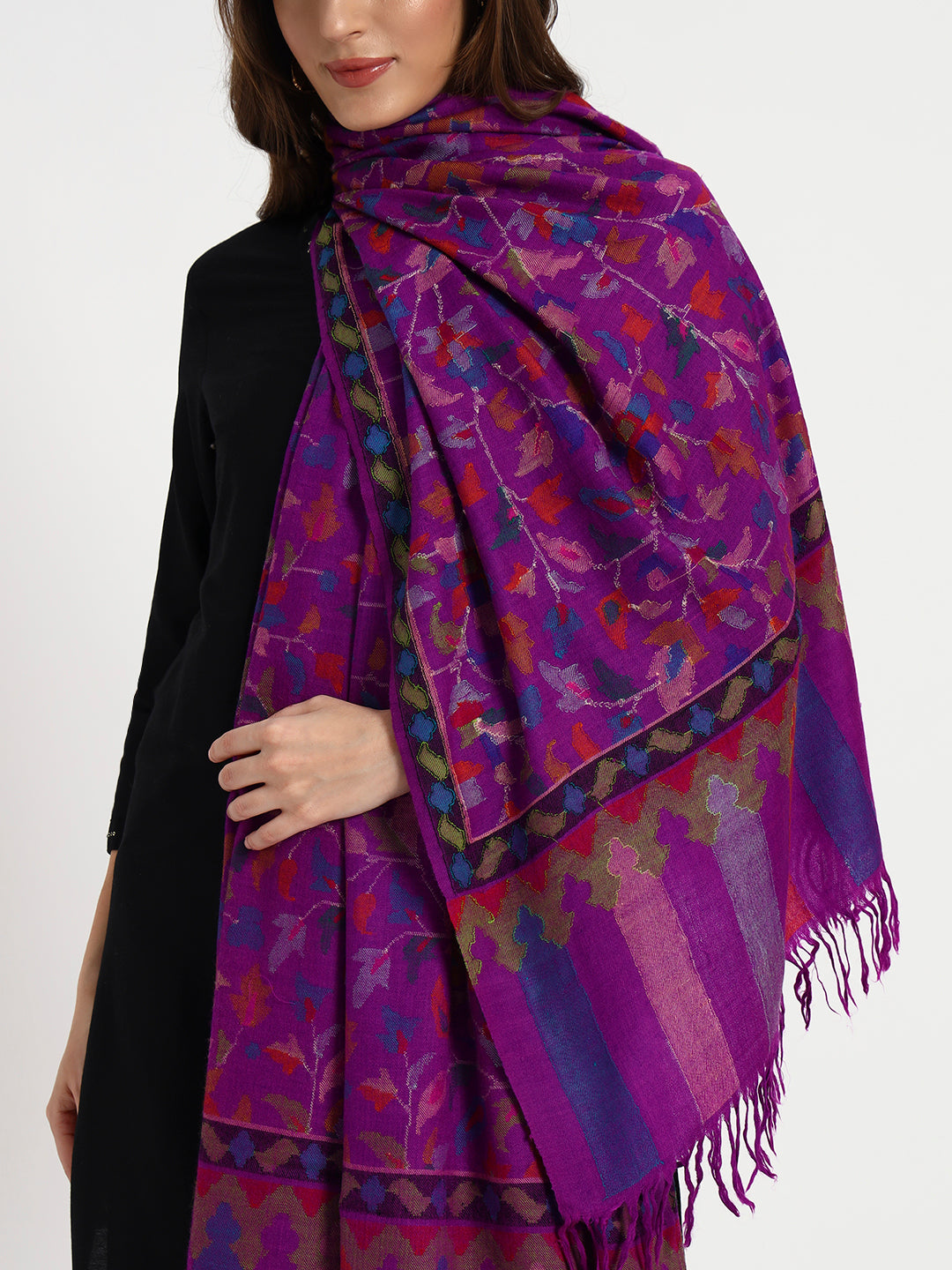 Women's Handcrafted Pashmina Kani Jamawar Shawl