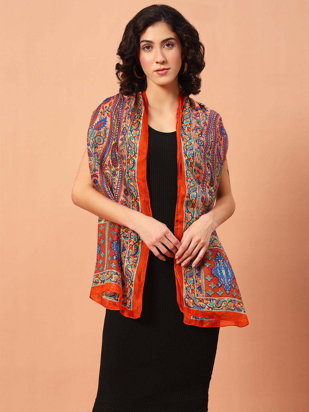 Pure Silk Printed Long Scarf 