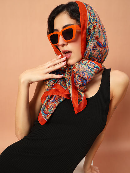 Pure Silk Printed Long Scarf 