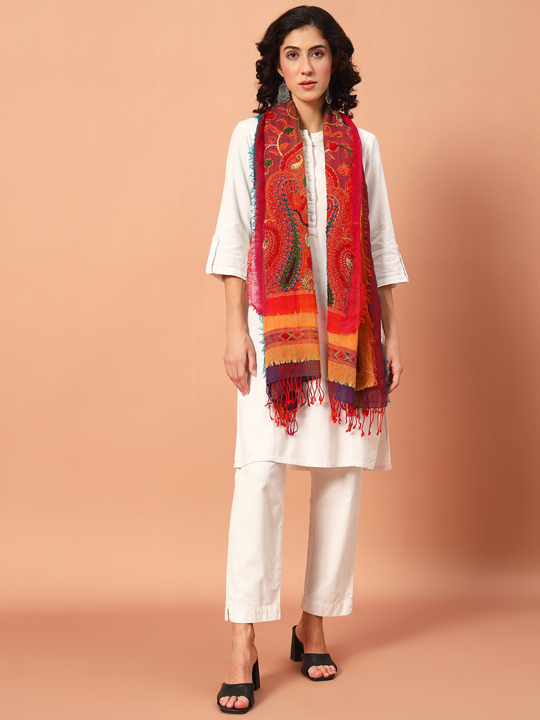 Boiled Wool Embroidered Stole