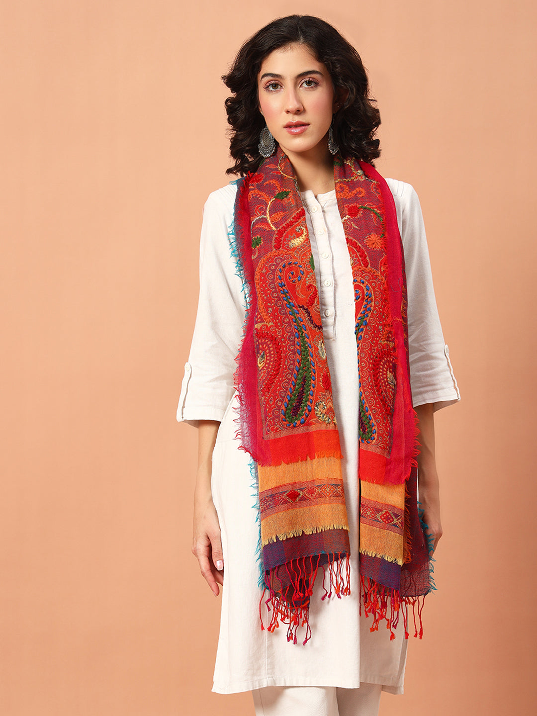 Boiled Wool Embroidered Stole