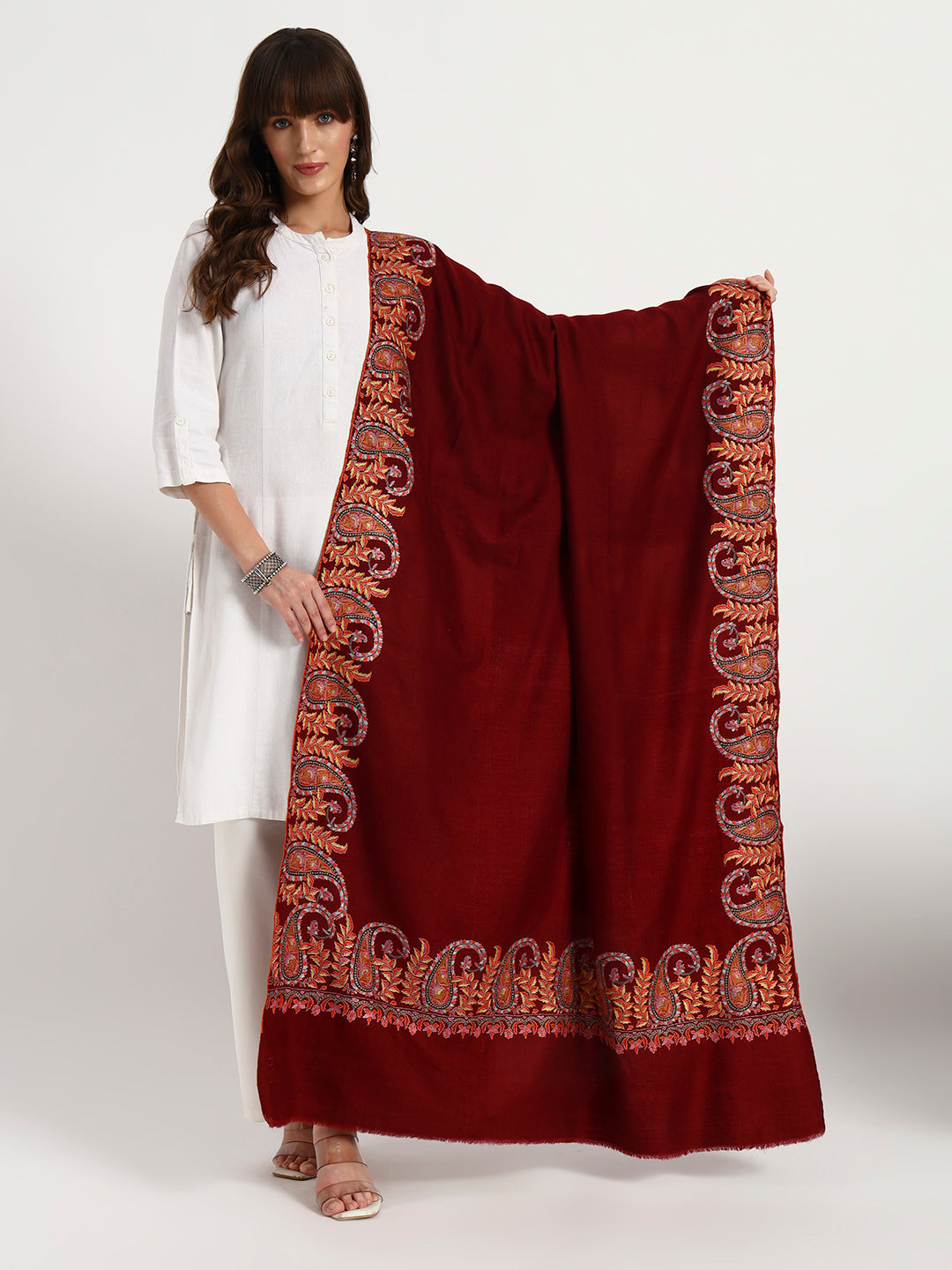 Handcrafted Pashmina Sozni Dordaar Shawl 