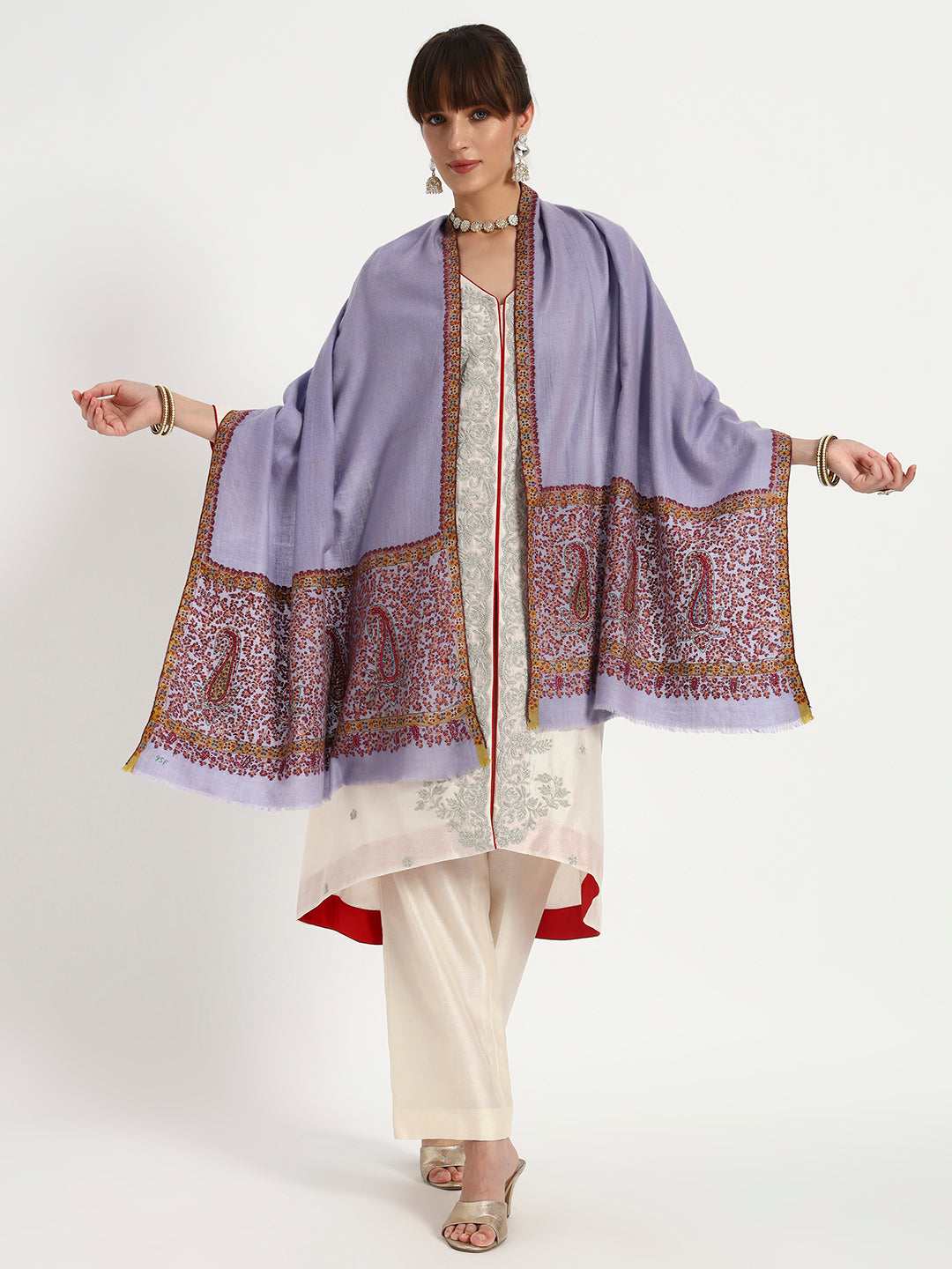 Women's Handcrafted Sozni Palladaar Pashmina Stole