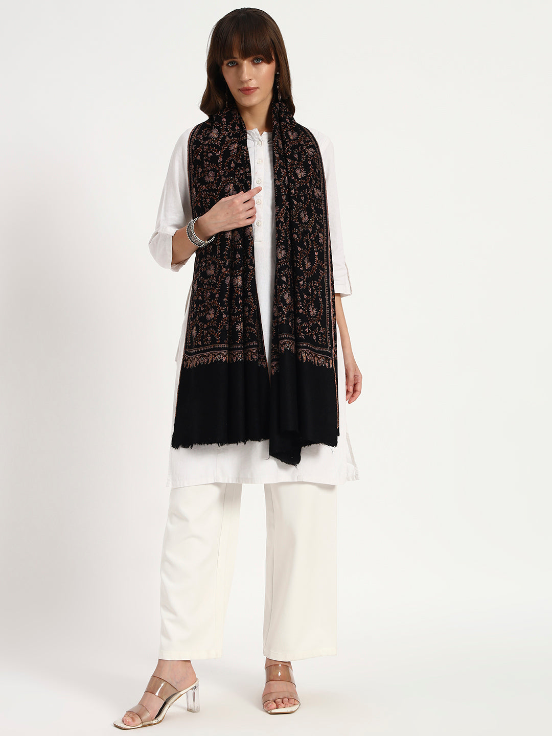 Handcrafted Pashmina Sozni Jaal Shawl for Women