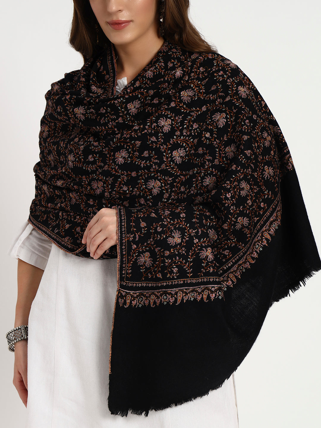 Handcrafted Pashmina Sozni Jaal Shawl for Women