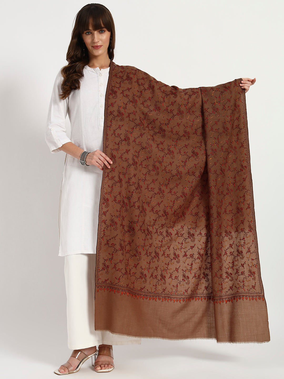 Women's Fine Wool Sozni Jaal Shawl