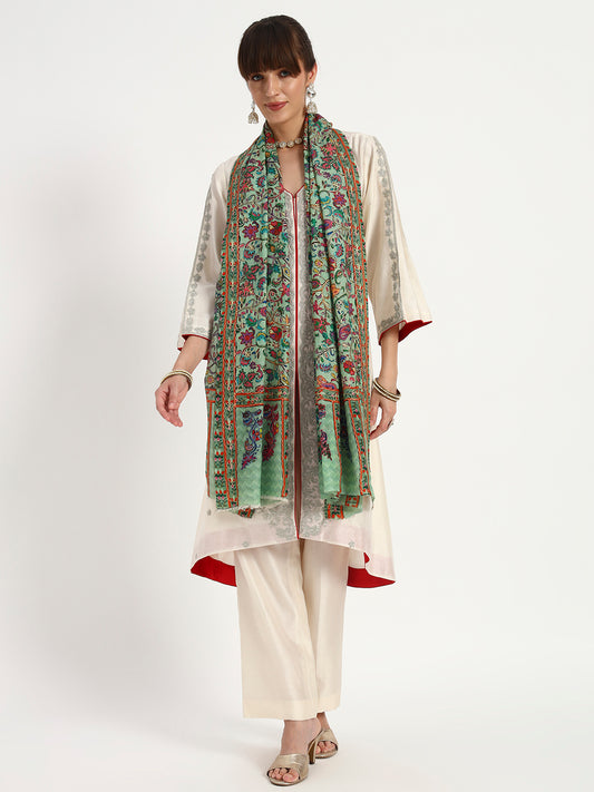 Women’s Kalamkari-Inspired Printed & Ari Embroidered Stole