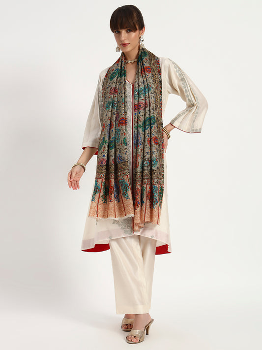 Women’s Kalamkari-Inspired Printed & Ari Embroidered Stole
