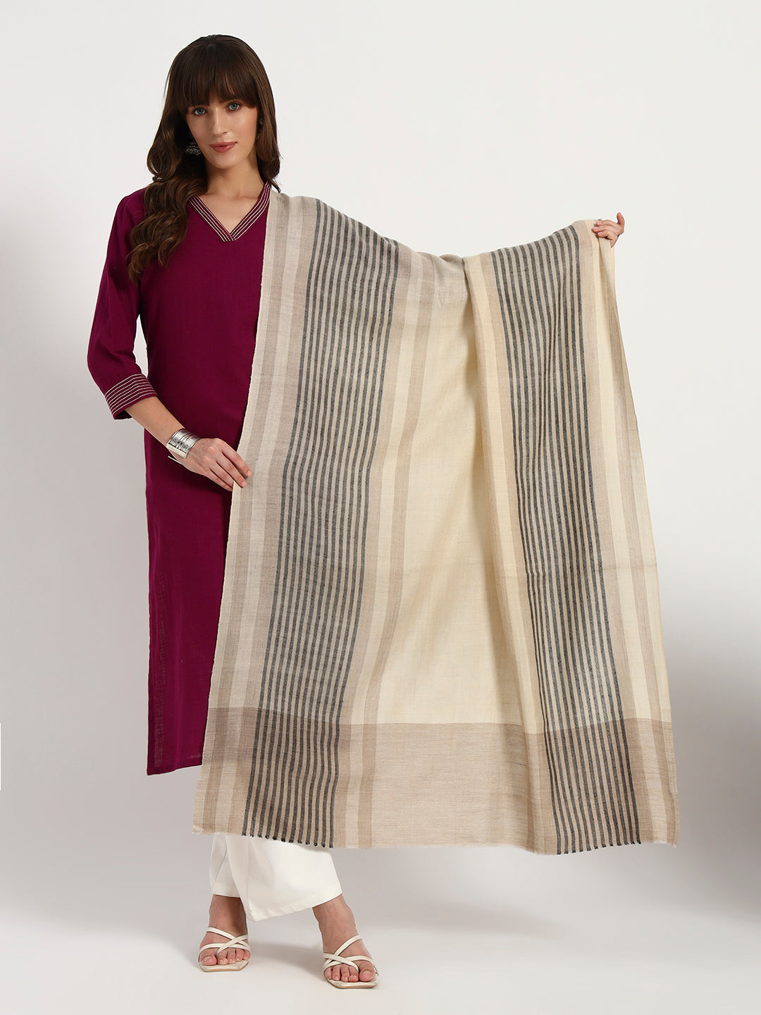 Handcrafted Pashmina Check Shawl